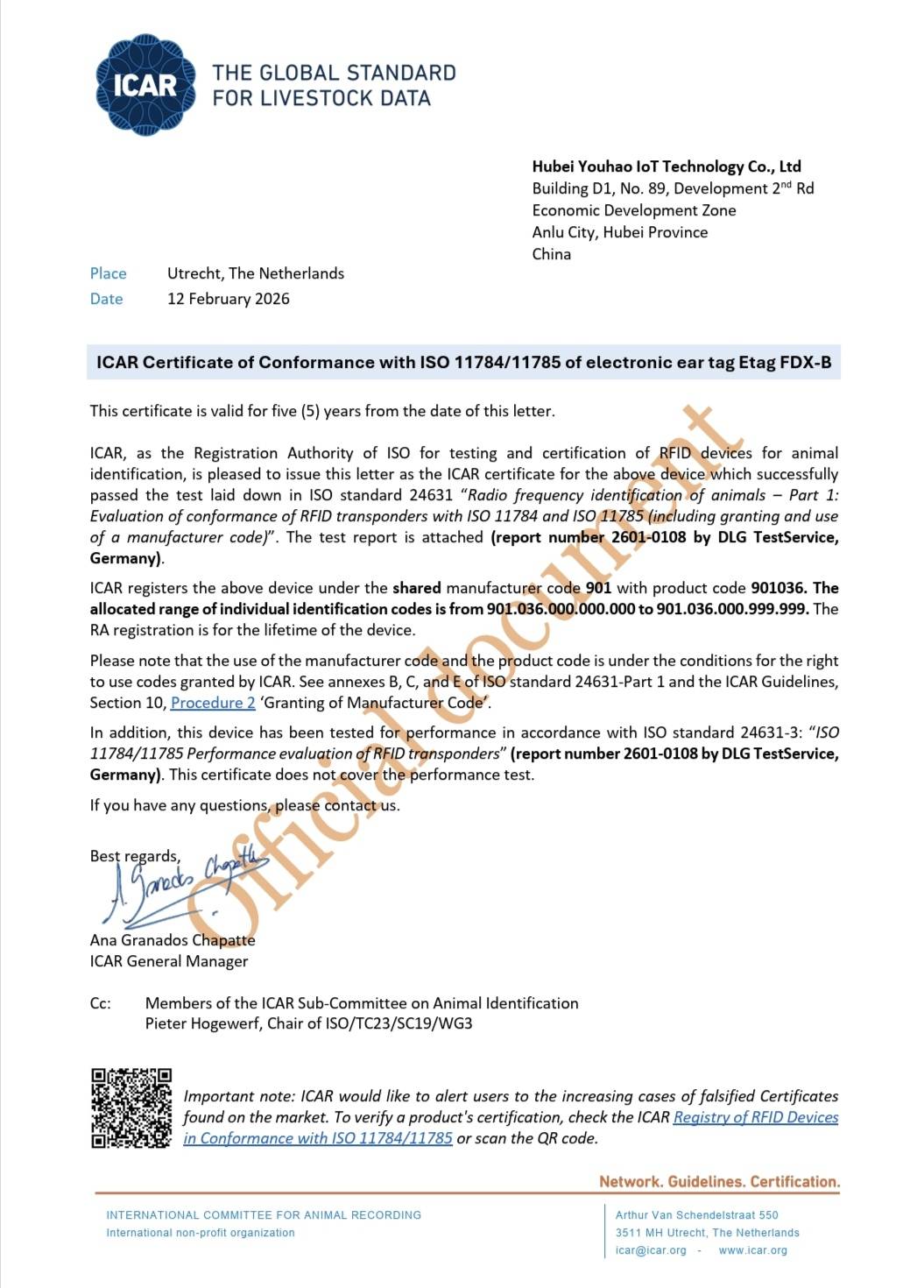 ICAR Certificate